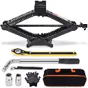 Car Jack Kit Scissor Jack for Car 2 Ton (4409 lbs) Tire Jack Tool Kit Universal Car Emergency Kit with Lug Wrench Tire Changing Kit for Car SUV