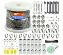 1/8" Wire Rope Kit，Steel Wire Cable，200FT Turnbuckles for Cables Wire，Vinyl Coated Stainless Steel Cable Wire for Outdoor,Garden,Kitchen,Craft with Turnbuckle 