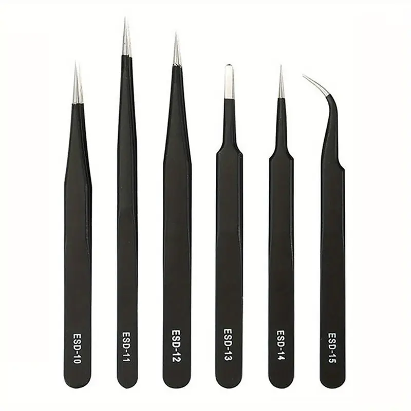 6-Piece ESD Precision Tweezers Set