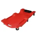 Mechanic Plastic Creeper - Blow Molded Ergonomic HDPE Body with Padded Headrest & Dual Tool Trays - Red 