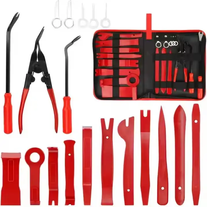 19Pcs Trim Removal Tool Set Panel Fastener Clips Removal Automotive Plastic Upholstery Pliers Removal Install Removal Car Tool with Storage Bag for Trim Panel Audio Clip Pliers Terminal 