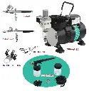 Dual Fan Air Compressor Professional Airbrushing System Kit with 3 Airbrushes
