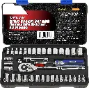 40 Pieces 1/4-Inch & 3/8-Inch Drive Socket Set with 72 Tooth Reversible Ratchet