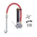 12 Inch Tire Inflator with Flexible Air Pressure Gauge 20-120 PSI 1/4” NPT Offset Dual Head Chuck Aluminum Body Brass Valves