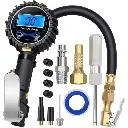 Digital Tire Pressure Gauge with Inflator(3-250 PSI 0.1 for Display Resolution), Heavy Duty Air Chuck and Compressor Accessories with Rubber Hose and Quick Connect Coupler