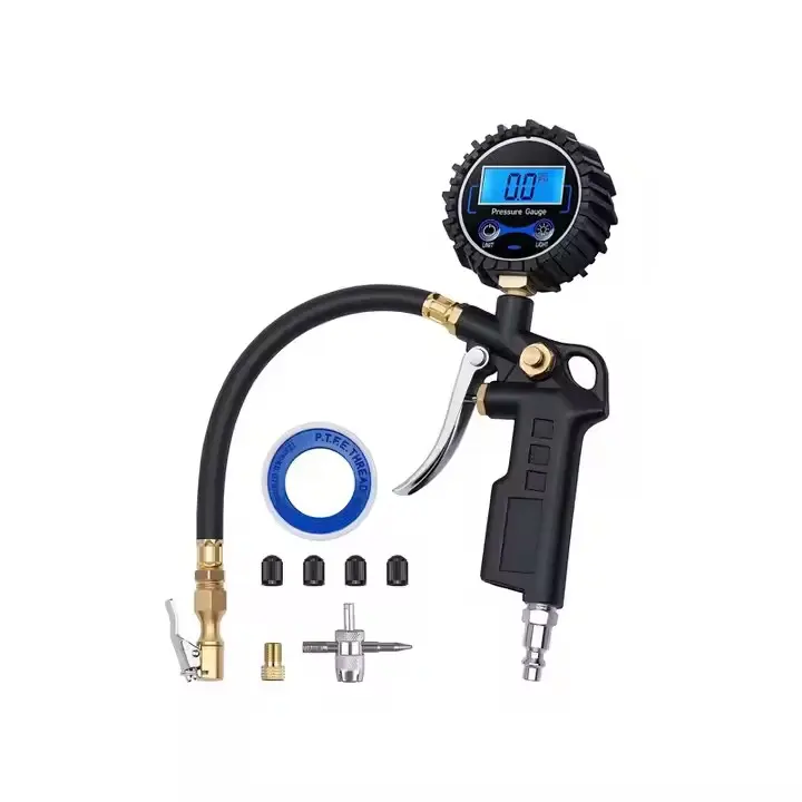 Brass Chuck Digital Tire Pressure Inflator Gauge Tyre Air Gun for Car