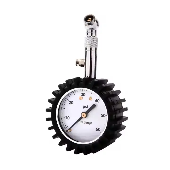 Heavy Duty Analog Tire Pressure Check Gauge 60PSI with 360 Degree Swivel Air Chuck