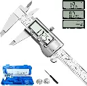 Digital Caliper Measuring Tool, Stainless Steel Vernier Caliper Digital Micrometer with Large LCD Screen, Easy Switch from Inch Metric Fraction, 6 Inch Caliper Tool for DIY/Household