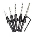 Adjustable Wood Countersink Drill Bit Set 5 Pc #4 #6 #8 #10 #12 Tapered Drill Bit for Woodworking