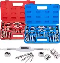 [657-PA-10] 80pc Tap and Die Set in SAE and Metric Sizes, Metric and Standard Tap Set and Die Tool Set for Internal and External Threading