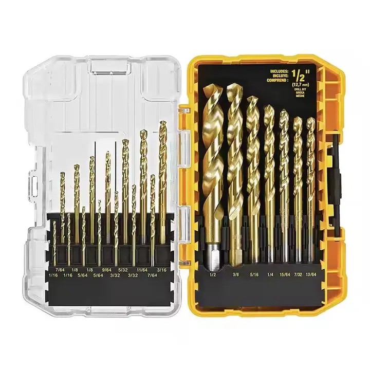 Titanium Nitride Coated Drill Bit Set, Pilot Point, 21-Piece
