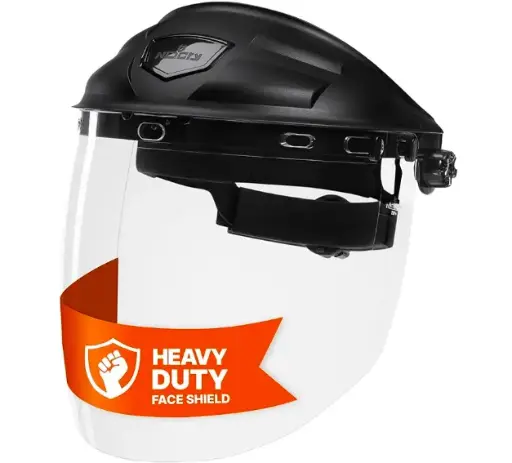 [803-BA-10] Premium Safety Face Shield for Grinding and Cutting — Clear Anti-Fog, Impact Resistant Visor and Adjustable Headgear