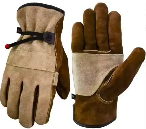 Leather Work Gloves, Cowhide, Cotton Lined, Utility, Firm Grip, Durable