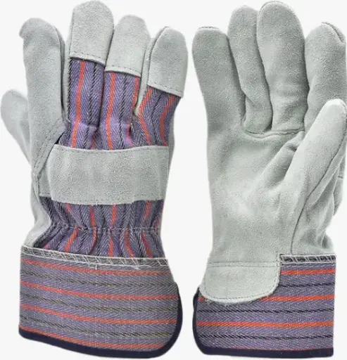 [803-CG-10] 5 Pair Pack Leather palm work gloves cowhide leather suede finish