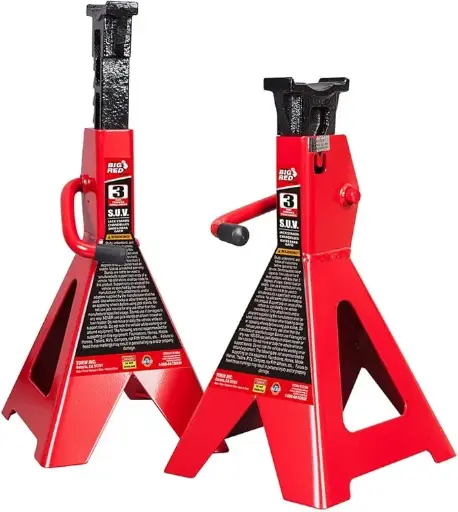 [275-AH-10] BIG RED T43202 Torin Heavy Duty Steel Jack Stands: 3 Ton (6,000 lb) Capacity Car Lifting Stand,1 Pair (Not Suitable for SUV,Truck)
