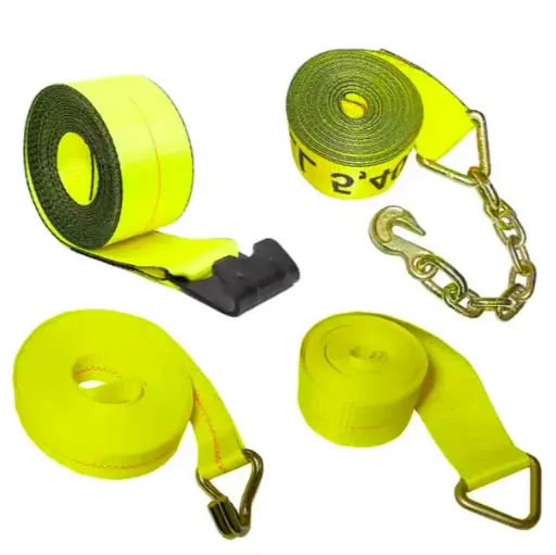 Polyester Heavy Duty Flat Bed 2" 3" 4" Winch Strap for Truck Cargo Lashing Load Strap