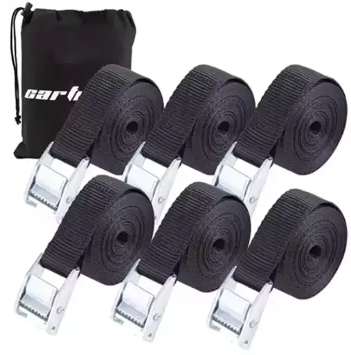 1" x 12' Lashing Straps Cargo Tie-Down Strap Up to 600lbs, 6pk in Carry Bag, Black