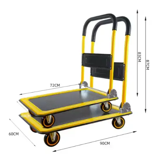 Heavy Duty Foldable Steel Metal Platform Push Cart Trolley for Warehouse