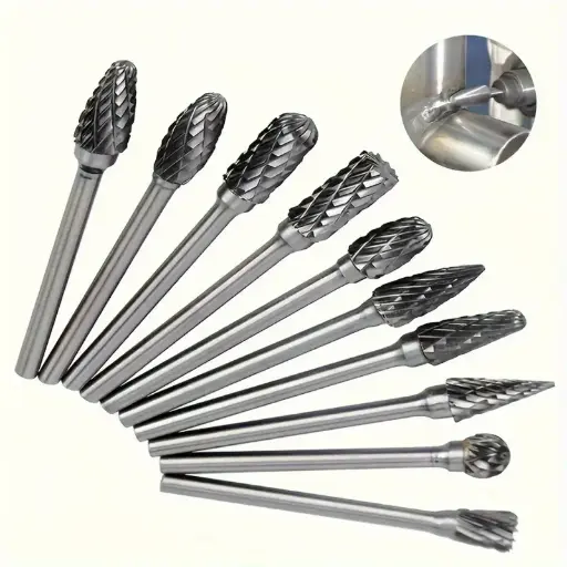 [652-XD-10] 10pcs Tungsten Carbide Grinding Bit Set for Precision Deburring & Polishing with 1/8" (3mm) shank