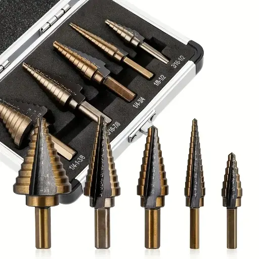 5pcs HSS Step Drill Bit Set with Aluminum Case