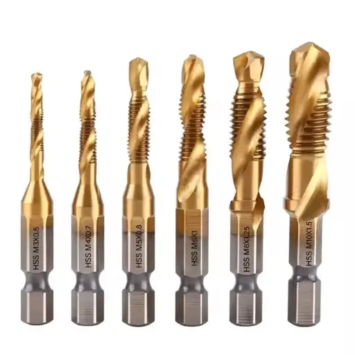 6pcs Titanium Drill Tap Combination Bit Set