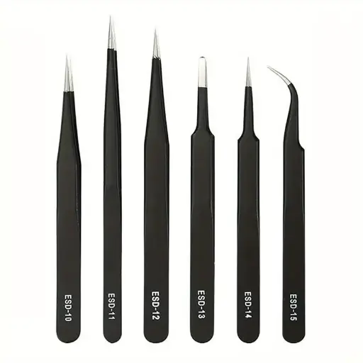 [308-XY-10] 6-Piece ESD Precision Tweezers Set