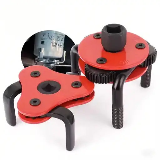 2Piece Adjustable Oil Filter Wrench Set , 3 Claw Oil Filter Removal Tool, Universal Oil Filter Wrench Set Adjustable 2-1/2 to 4 inch & 2-1/2 to 5-1/2 inch, 1/2" Drive