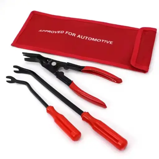 3 Pcs Auto Clip Pliers Set and Fastener Remover,Car Trim Rivet Removal Pry Tool Repair Kit with Storage Bag for Automotive Door Panel,Upholstery,Dashboard,Plastic Fasteners