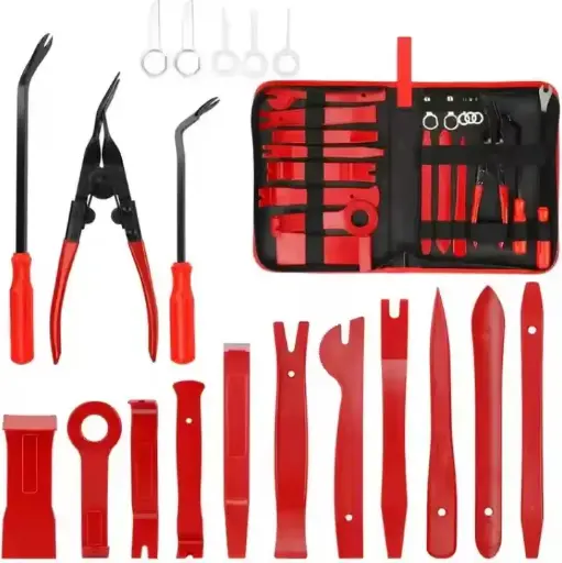 19Pcs Trim Removal Tool Set Panel Fastener Clips Removal Automotive Plastic Upholstery Pliers Removal Install Removal Car Tool with Storage Bag for Trim Panel Audio Clip Pliers Terminal 
