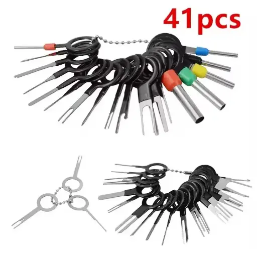 [275-BK-10] 41 PCS Terminal Removal Tool Kit, Depinning Tool Electrical Pin Removal Tool, Pin Extractor Removal Tool Kit, Electrical Wire Connector Pin Release Terminal Ejector Kit for Automotive, Home Appliance
