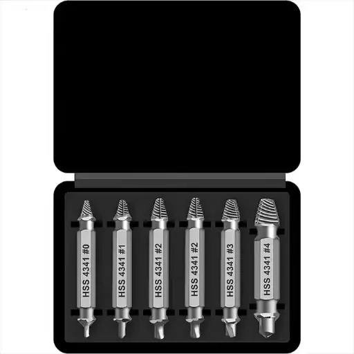 [657-EB-10] 6 PCS HSS Damaged Screw Extractor Drill Stripped Screw Extractor Remover Set Double Ended Broken Screw Bolt Demolition Tools