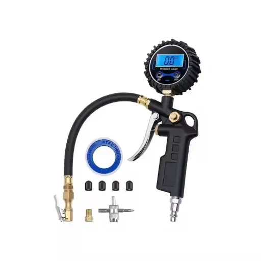 [275-DE-30] Brass Chuck Digital Tire Pressure Inflator Gauge Tyre Air Gun for Car