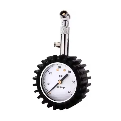 [275-DF-30] Heavy Duty Analog Tire Pressure Check Gauge 60PSI with 360 Degree Swivel Air Chuck