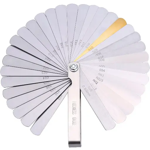 [629-AA-10] Stainless Steel Feeler Gauge Dual Marked Metric and Imperial Measuring Tool(0.04-0.88 mm, 32 Blades)