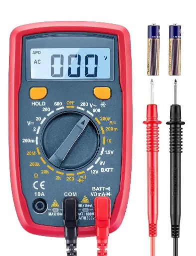 [302-AB-05] Digital Multimeter Tester 2000 Counts with DC AC Voltmeter and Ohm Volt Amp Meter; Measures Voltage, Current, Resistance, Continuity and Diode， BLUE