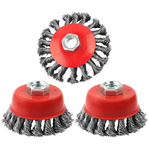 3 Pack Wire Wheel Brush for Angle Grinder, Wire Wheels for Angle Grinder -5/8 Inch Threaded Arbor, for Heavy Cleaning Rust, Stripping and Abrasive