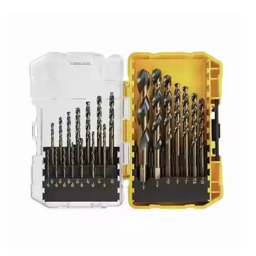 [654-DA-10] Drill Bit Set, 21-Piece, 135 Degree Split Point, 31 Degree Helix, Black Oxide Coated, For Plastic, Wood and Metal